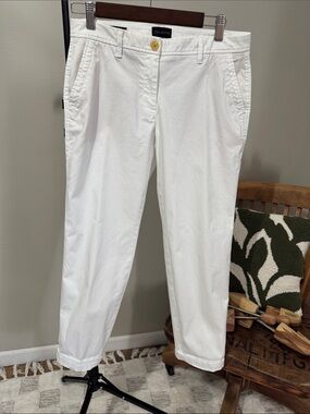 Talbots Relaxed Chino Pants White Stretch Cotton Ankle Cropped Women’s 2P Petite